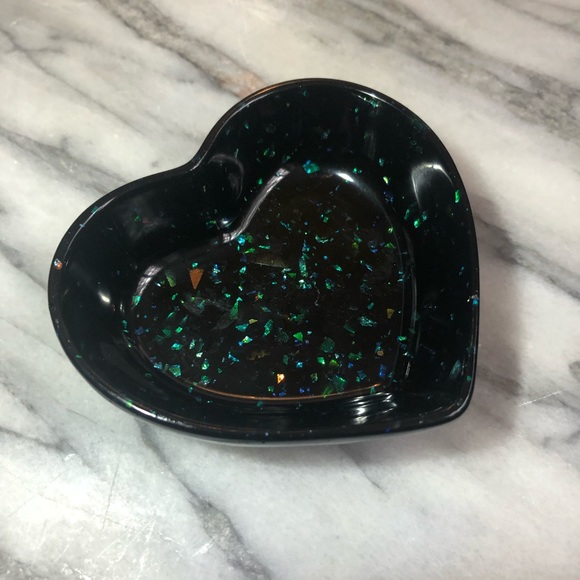 Black & Rainbow Glitter Heart Or Square Ring Dish - Picture 17 of 17